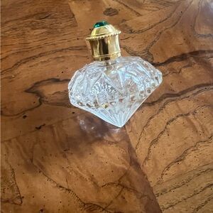 Vintage Crystal Perfume Bottle with Gold Cap